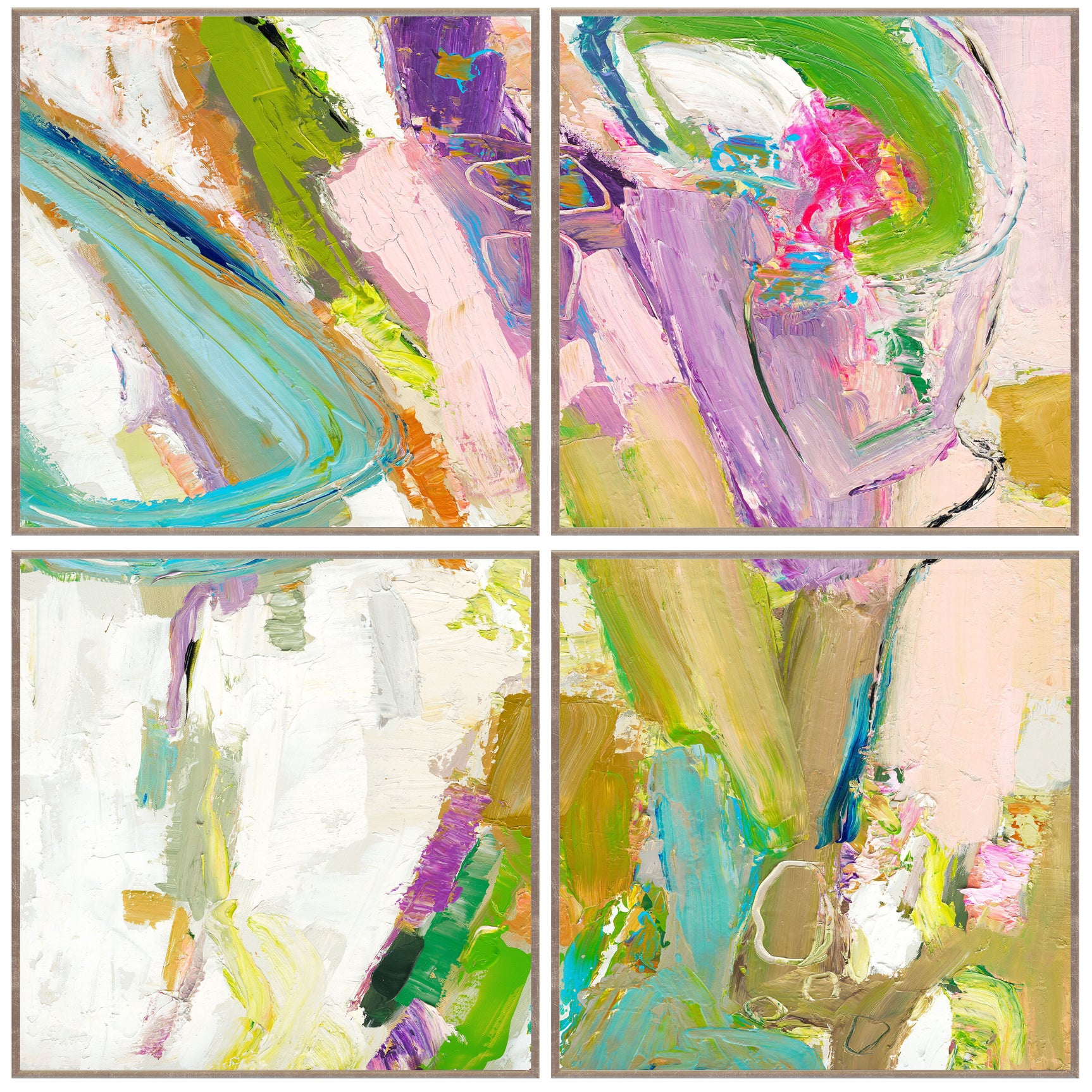 Swoosh Multicolor Painting 48x48 by Buddy Whitlock (Set of 4 ) - Ornate Home