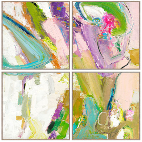 Swoosh Multicolor Painting 48x48 by Buddy Whitlock (Set of 4 ) - Ornate Home