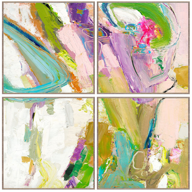 Swoosh Multicolor Painting 48x48 by Buddy Whitlock (Set of 4 ) - Ornate Home
