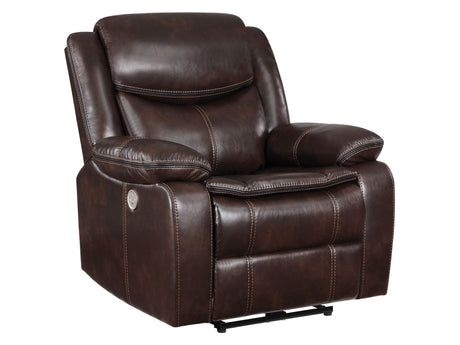Sycamore Dark Brown Power Recliner - Ornate Home