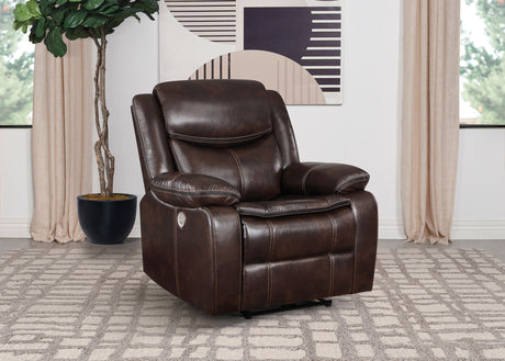 Sycamore Dark Brown Power Recliner - Ornate Home