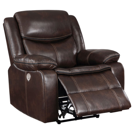 Sycamore Dark Brown Power Recliner - Ornate Home