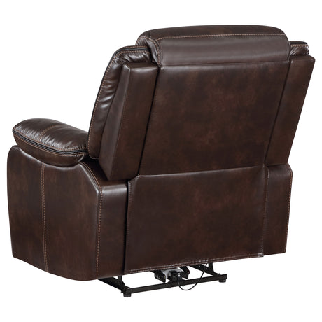 Sycamore Dark Brown Power Recliner - Ornate Home