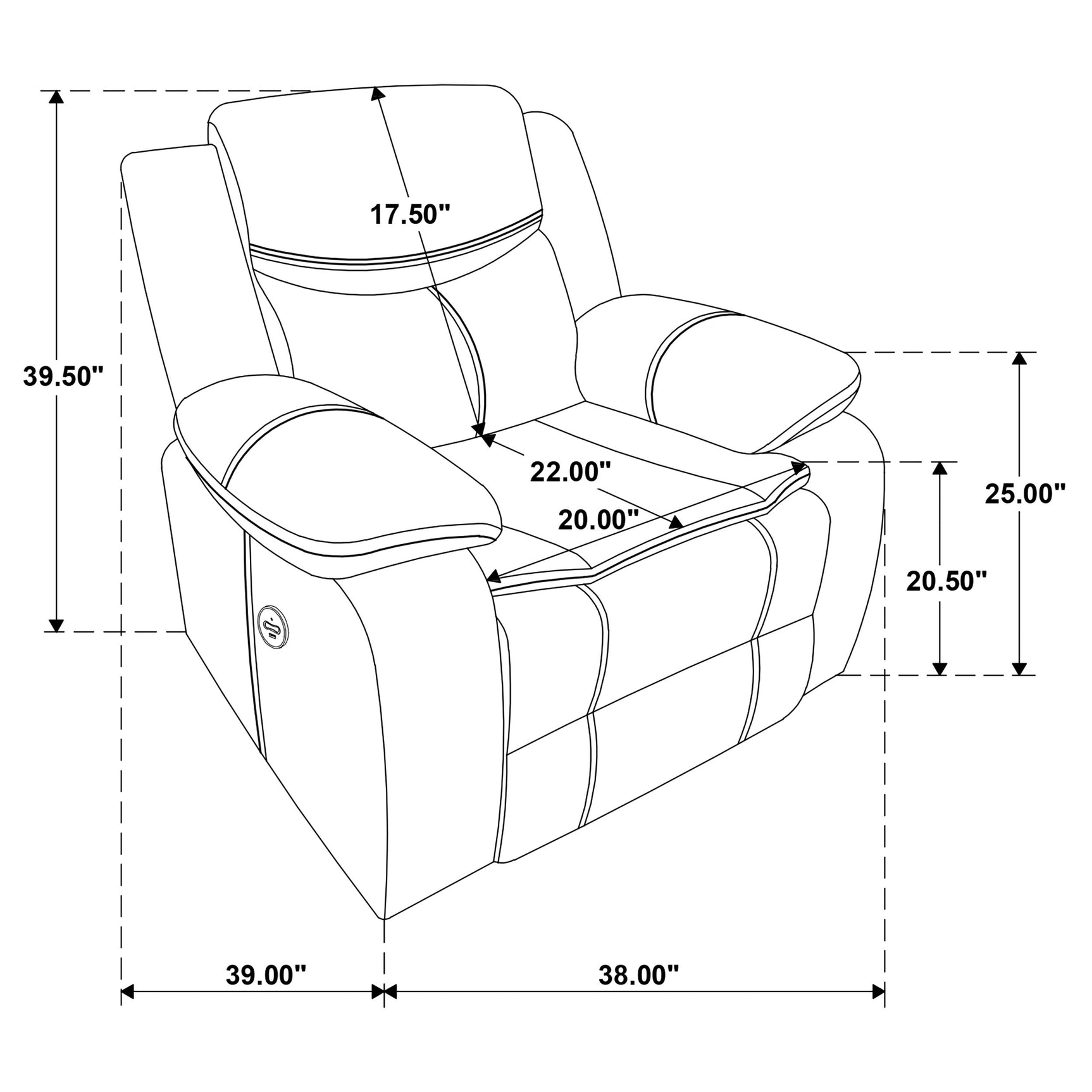 Sycamore Dark Brown Power Recliner - Ornate Home