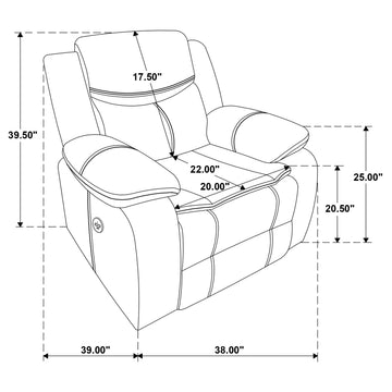 Sycamore Dark Brown Power Recliner - Ornate Home
