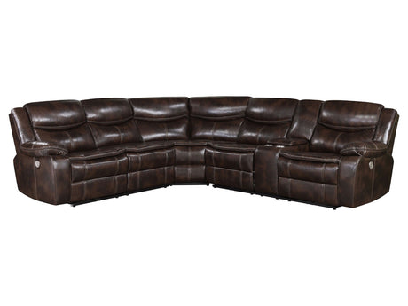 Sycamore Dark Brown Power Reclining Sectional Sofa - Ornate Home