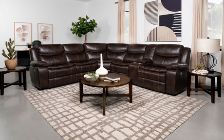Sycamore Dark Brown Power Reclining Sectional Sofa - Ornate Home