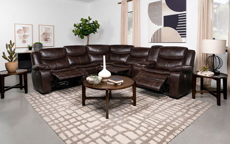 Sycamore Dark Brown Power Reclining Sectional Sofa - Ornate Home
