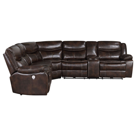 Sycamore Dark Brown Power Reclining Sectional Sofa - Ornate Home