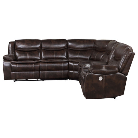 Sycamore Dark Brown Power Reclining Sectional Sofa - Ornate Home