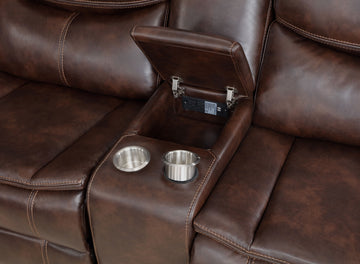 Sycamore Dark Brown Power Reclining Sectional Sofa - Ornate Home