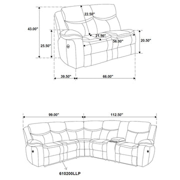Sycamore Dark Grey Power Reclining Sectional Sofa - Ornate Home