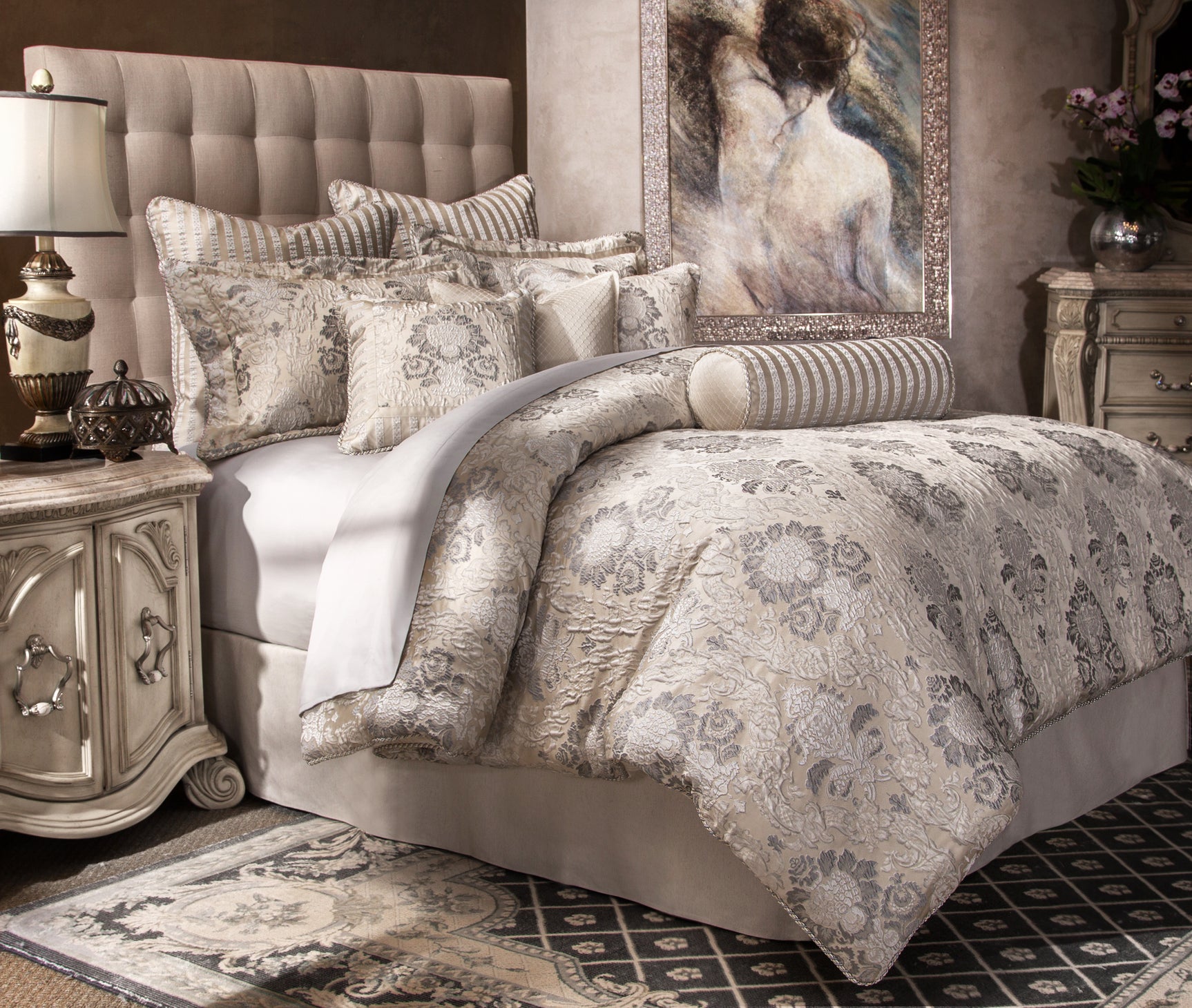 Sycamore Grove Silver Comforter Set - Ornate Home