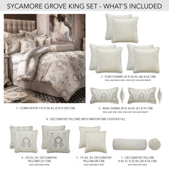 Sycamore Grove Silver Comforter Set - Ornate Home