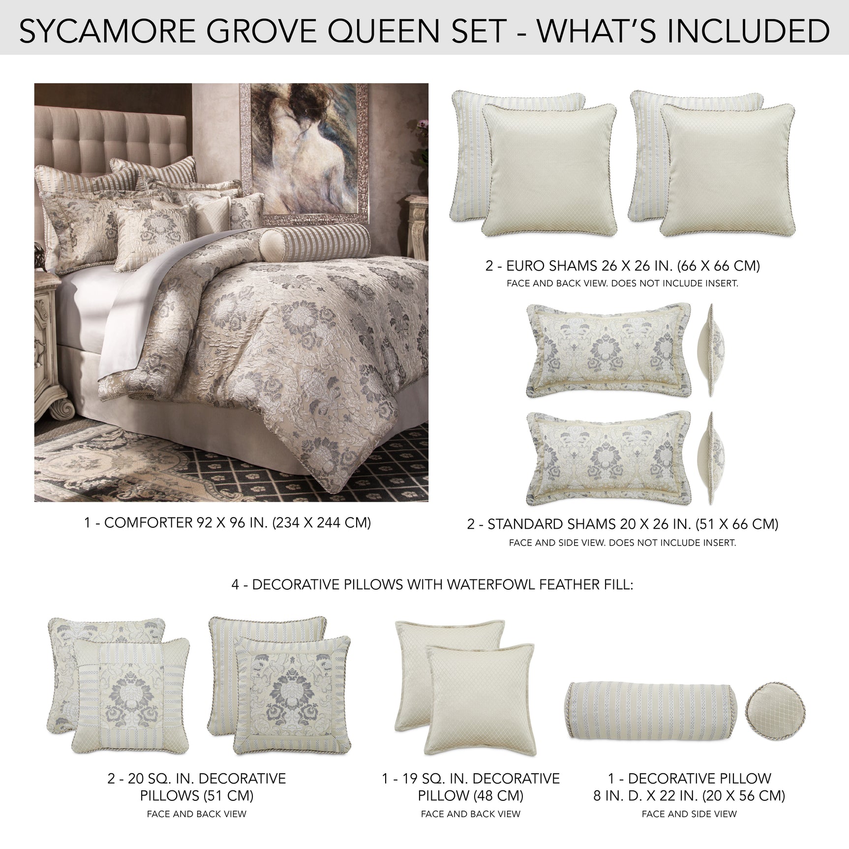 Sycamore Grove Silver Comforter Set - Ornate Home