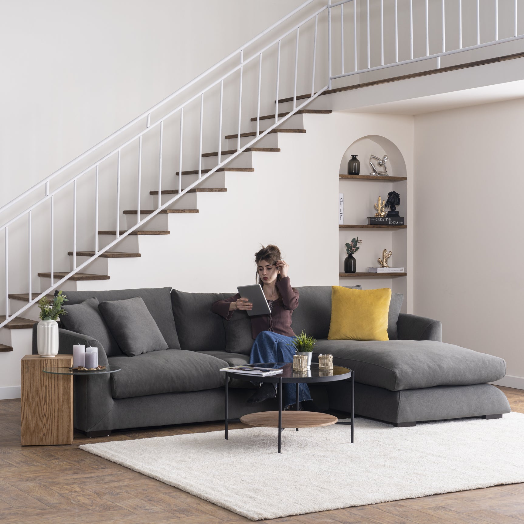 Sydney Gray 2pc RAF Chaise Sectional (110") - Ornate Home