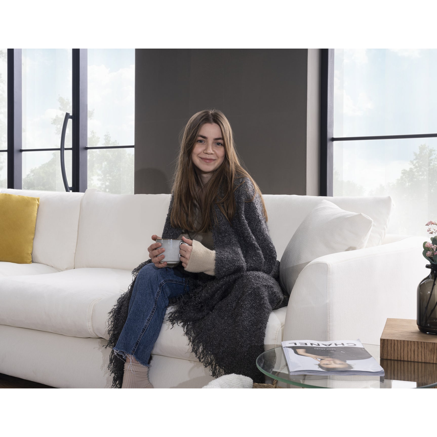 Sydney White 2pc LAF Chaise Sectional (110") - Ornate Home