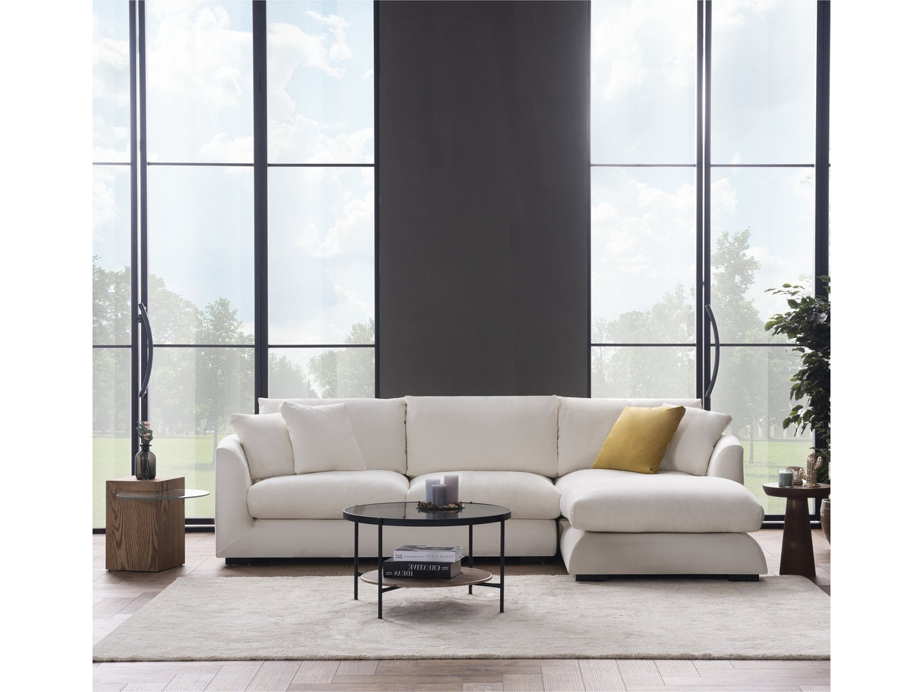 Sydney White 2pc RAF Chaise Sectional (110") - Ornate Home