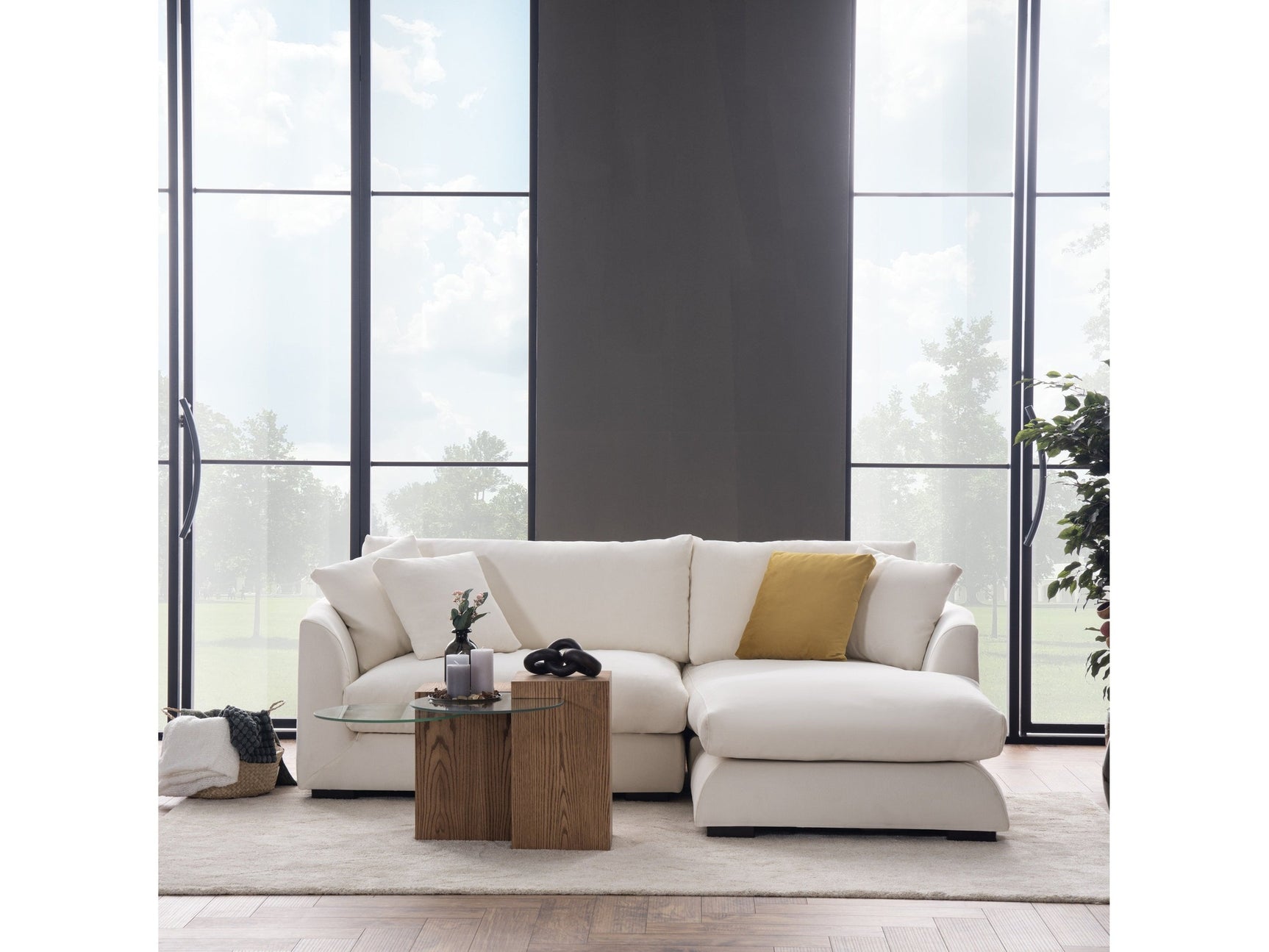 Sydney White 2pc RAF Chaise Sectional - Ornate Home