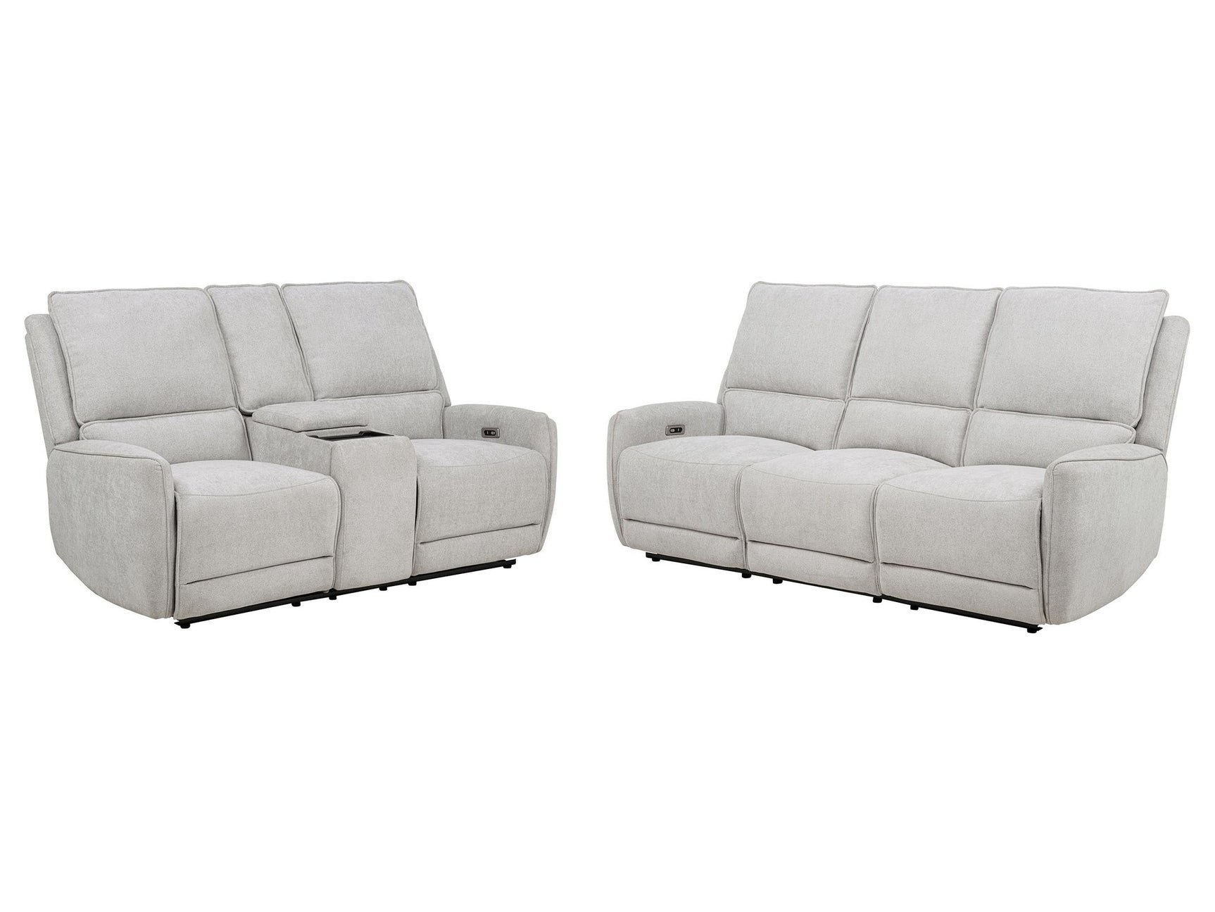 Sylmar Dove Grey 2-piece Chenille Power Reclining Sofa Set - Ornate Home