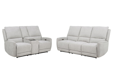 Sylmar Dove Grey 2-piece Chenille Power Reclining Sofa Set - Ornate Home