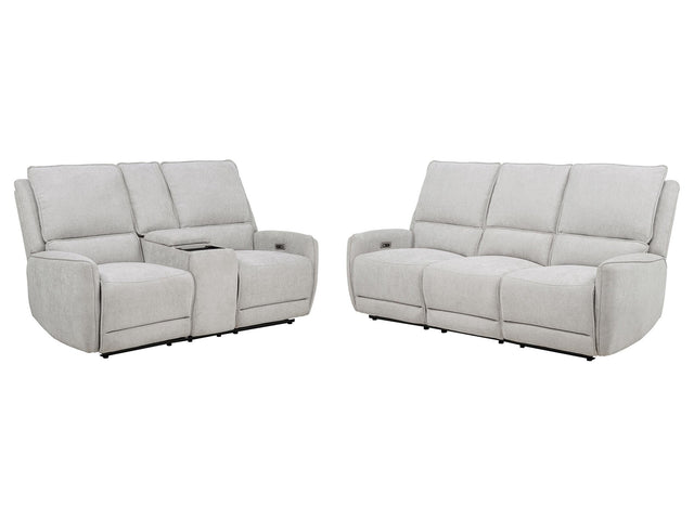Sylmar Dove Grey 2-piece Chenille Power Reclining Sofa Set - Ornate Home