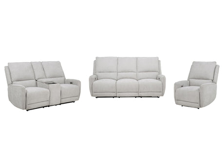 Sylmar Dove Grey 3-piece Chenille Power Reclining Sofa Set - Ornate Home