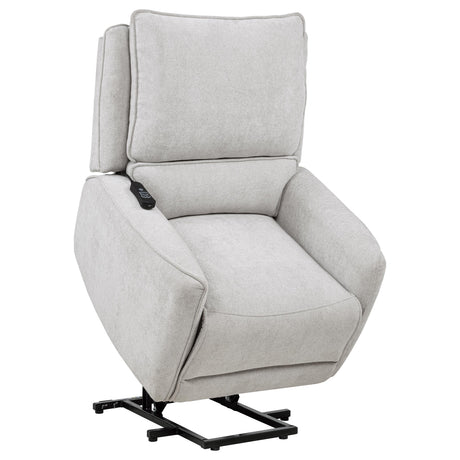 Sylmar Dove Grey Chenille Upholstered Dual Power Lift Recliner - Ornate Home
