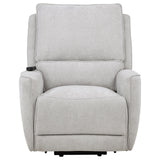 Sylmar Dove Grey Chenille Upholstered Dual Power Lift Recliner - Ornate Home