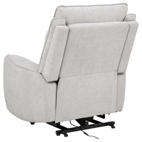 Sylmar Dove Grey Chenille Upholstered Dual Power Lift Recliner - Ornate Home