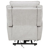 Sylmar Dove Grey Chenille Upholstered Dual Power Lift Recliner - Ornate Home
