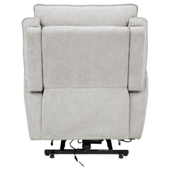 Sylmar Dove Grey Chenille Upholstered Dual Power Lift Recliner - Ornate Home