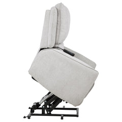Sylmar Dove Grey Chenille Upholstered Dual Power Lift Recliner - Ornate Home