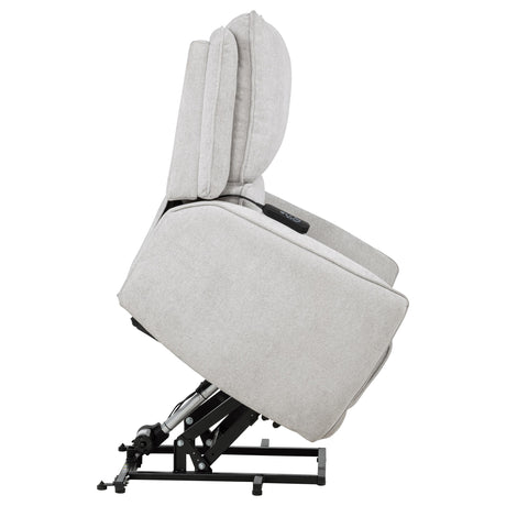 Sylmar Dove Grey Chenille Upholstered Dual Power Lift Recliner - Ornate Home