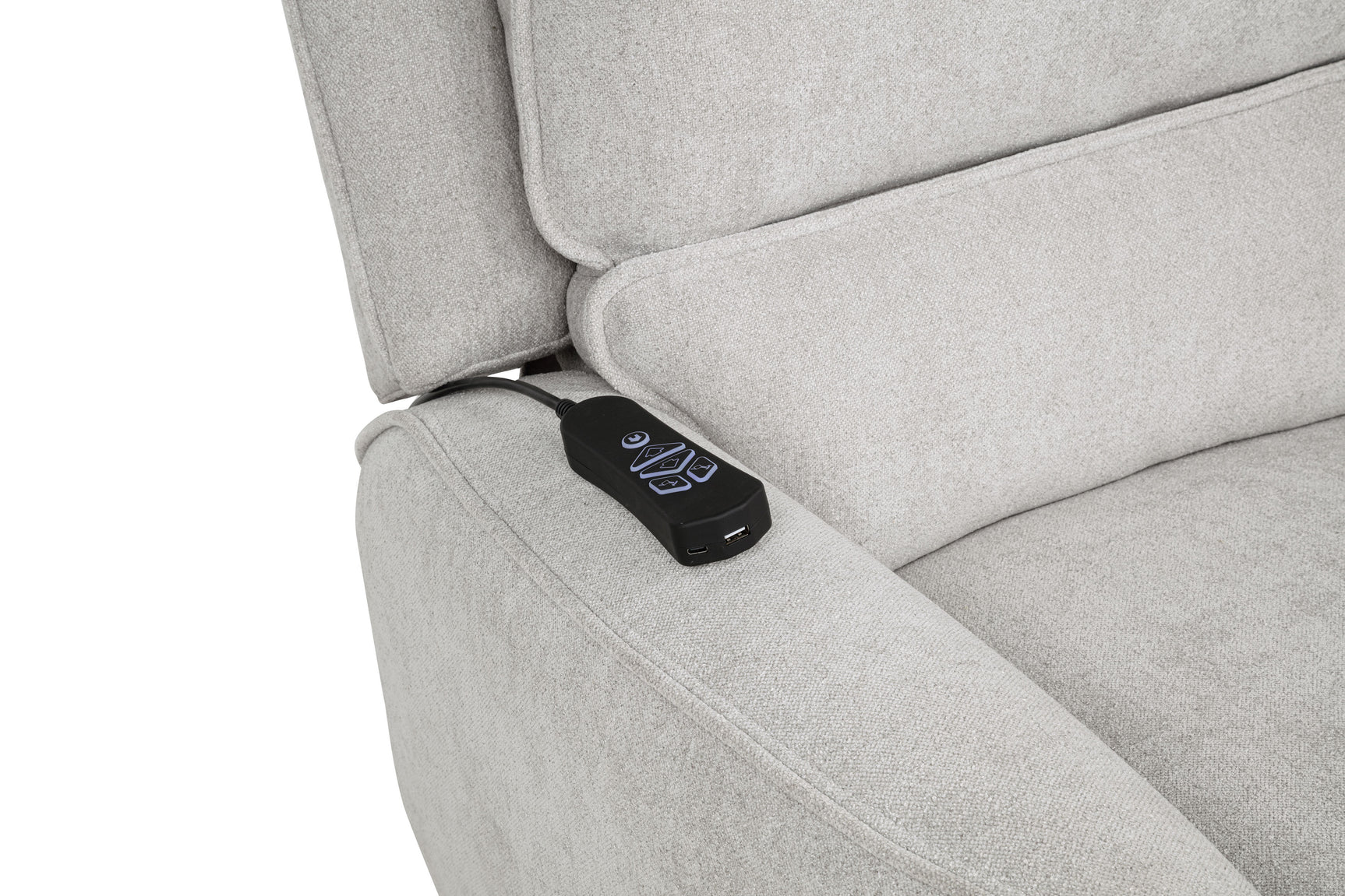 Sylmar Dove Grey Chenille Upholstered Dual Power Lift Recliner - Ornate Home