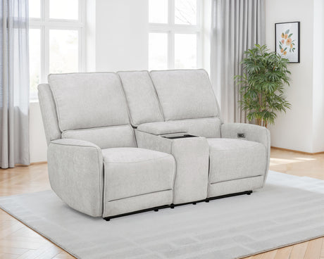 Sylmar Dove Grey Chenille Upholstered Power Reclining Loveseat - Ornate Home