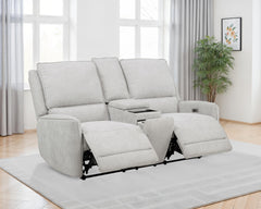 Sylmar Dove Grey Chenille Upholstered Power Reclining Loveseat - Ornate Home