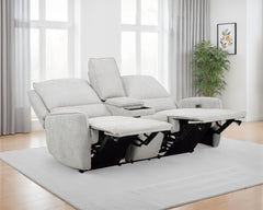 Sylmar Dove Grey Chenille Upholstered Power Reclining Loveseat - Ornate Home