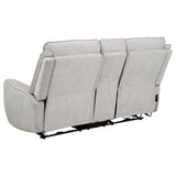 Sylmar Dove Grey Chenille Upholstered Power Reclining Loveseat - Ornate Home
