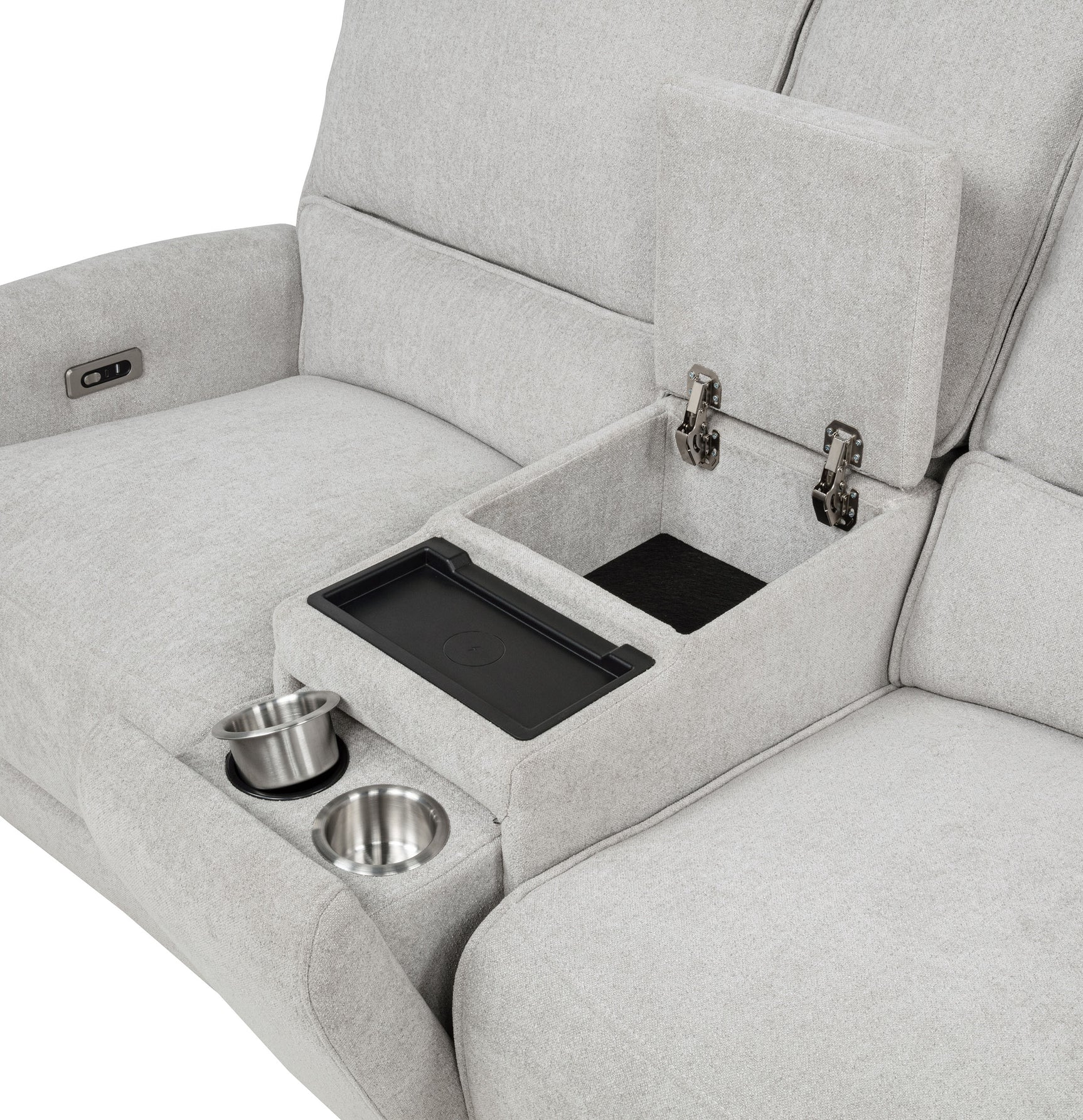Sylmar Dove Grey Chenille Upholstered Power Reclining Loveseat - Ornate Home