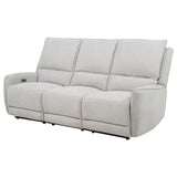 Sylmar Dove Grey Chenille Upholstered Power Reclining Sofa - Ornate Home