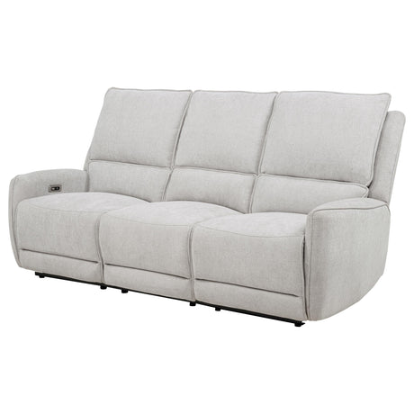 Sylmar Dove Grey Chenille Upholstered Power Reclining Sofa - Ornate Home