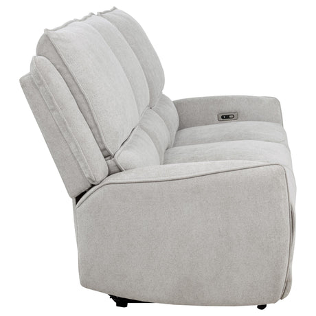 Sylmar Dove Grey Chenille Upholstered Power Reclining Sofa - Ornate Home