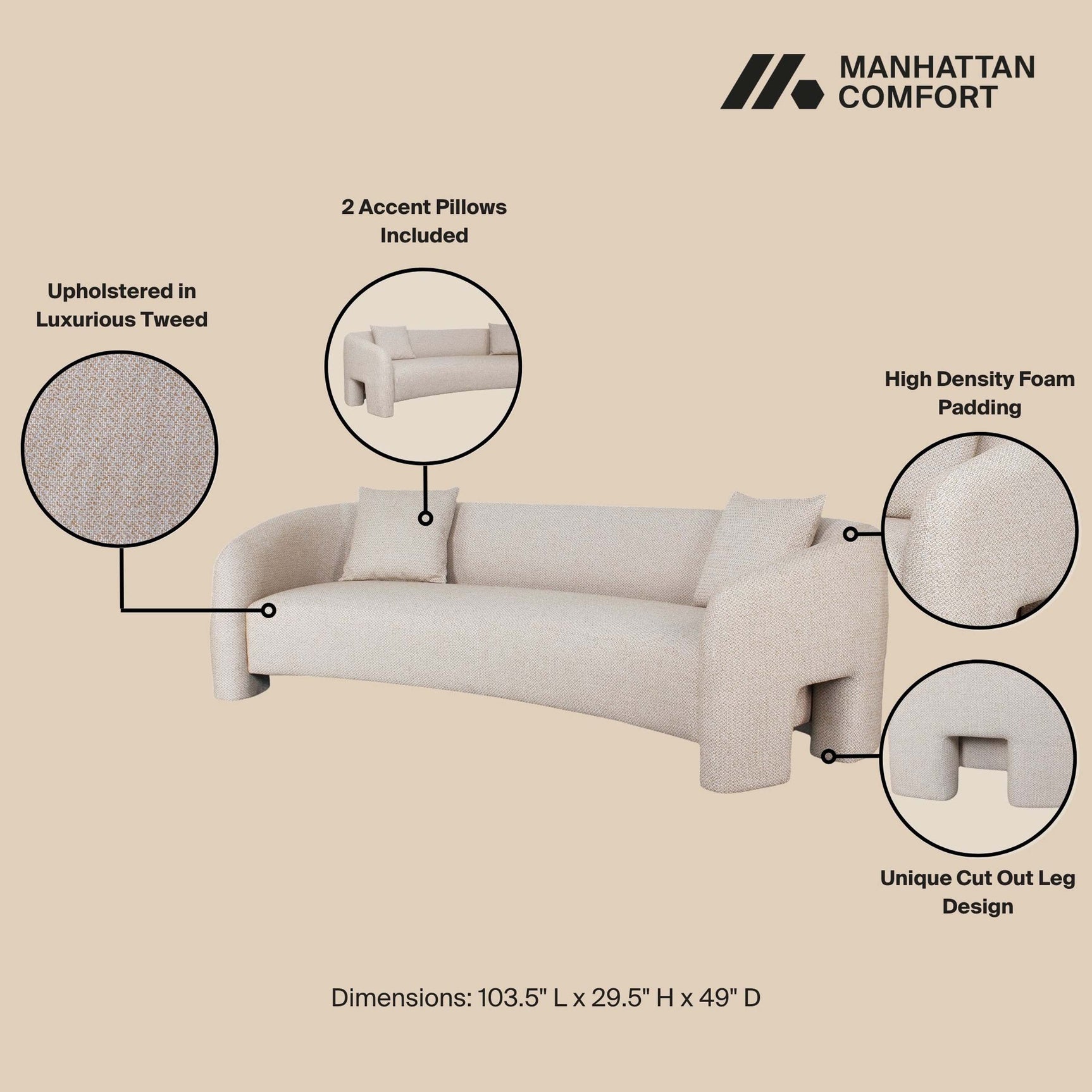 Sylvia Sofa in Gold Dust - Ornate Home