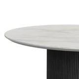 Sylvie Black/White 5-Piece Standard Height Dining Set with Grain (Round Table & Four Chairs) - Ornate Home