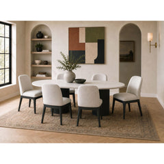 Sylvie Black/White 7-Piece Standard Height Dining Set with Grain - Ornate Home