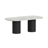 Sylvie Black/White Oval Dining Table with Faux Marble Top with Grain - Ornate Home
