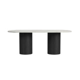 Sylvie Black/White Oval Dining Table with Faux Marble Top with Grain - Ornate Home
