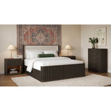 Sylvie Dark Brown 4-Piece King UPH Bedroom Set with 2 Nightstands & Chest - Ornate Home