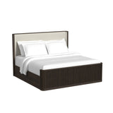 Sylvie Dark Brown 4-Piece King UPH Bedroom Set with 2 Nightstands & Chest - Ornate Home